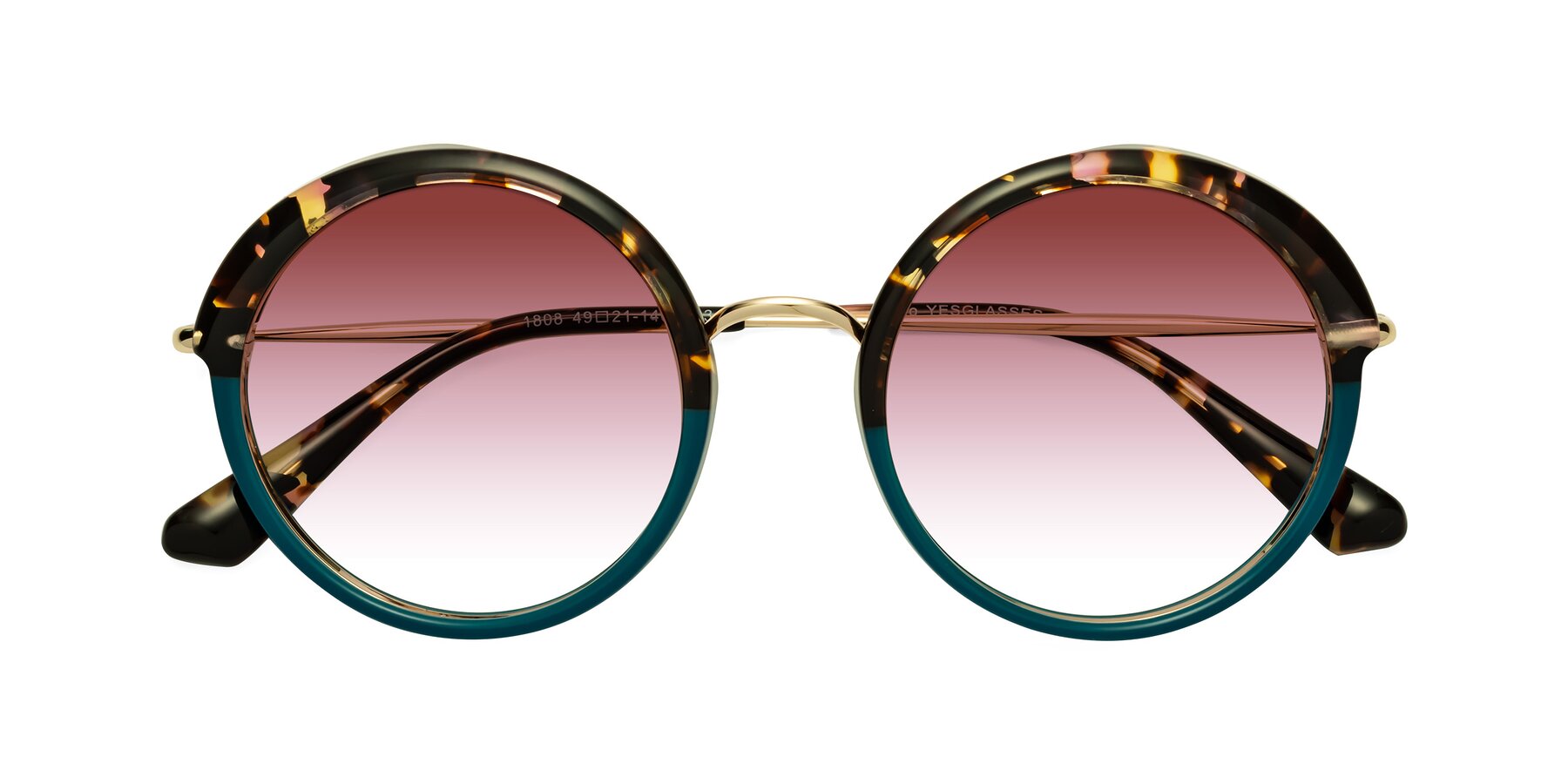 Folded Front of Mojo in Floral-Teal with Garnet Gradient Lenses