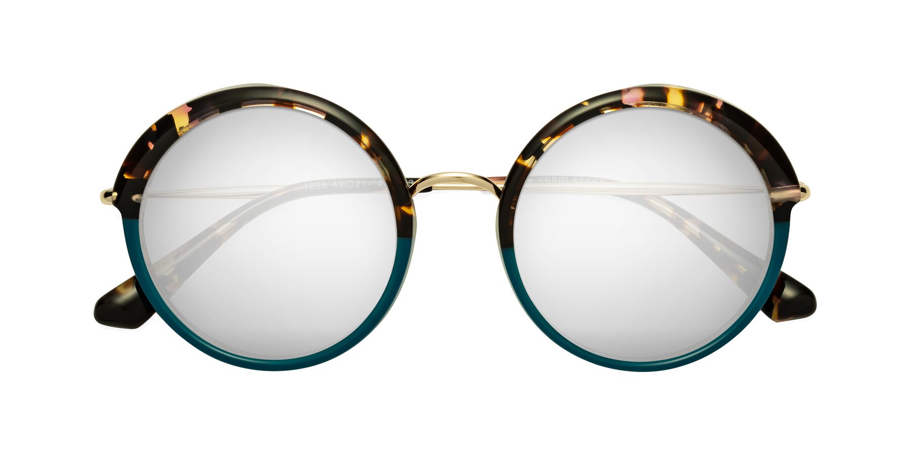 Folded Front of Mojo in Floral-Teal with Silver Mirrored Lenses