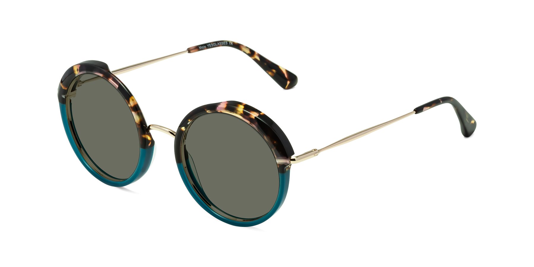 Angle of Mojo in Floral-Teal with Gray Polarized Lenses
