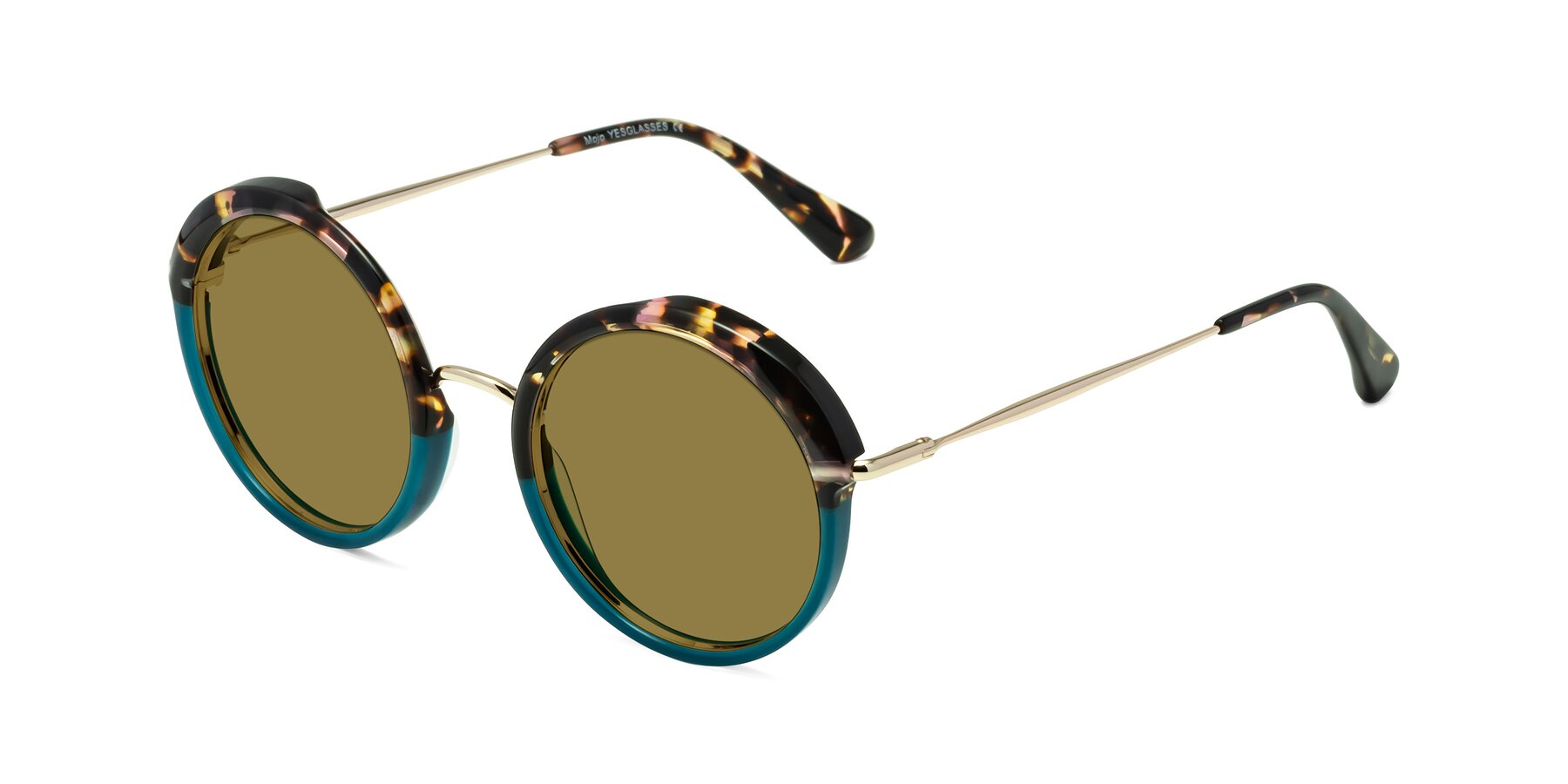 Angle of Mojo in Floral-Teal with Brown Polarized Lenses