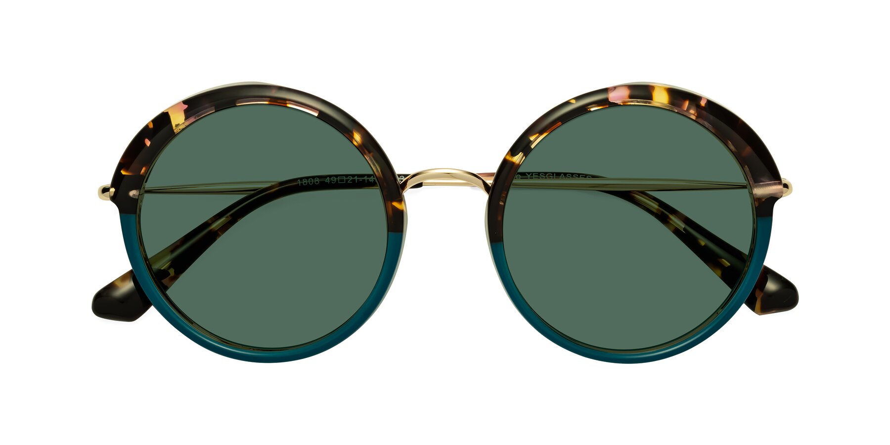 Folded Front of Mojo in Floral-Teal with Green Polarized Lenses