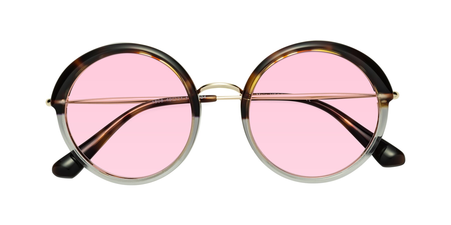 Folded Front of Mojo in Tortoise-Clear with Light Pink Tinted Lenses