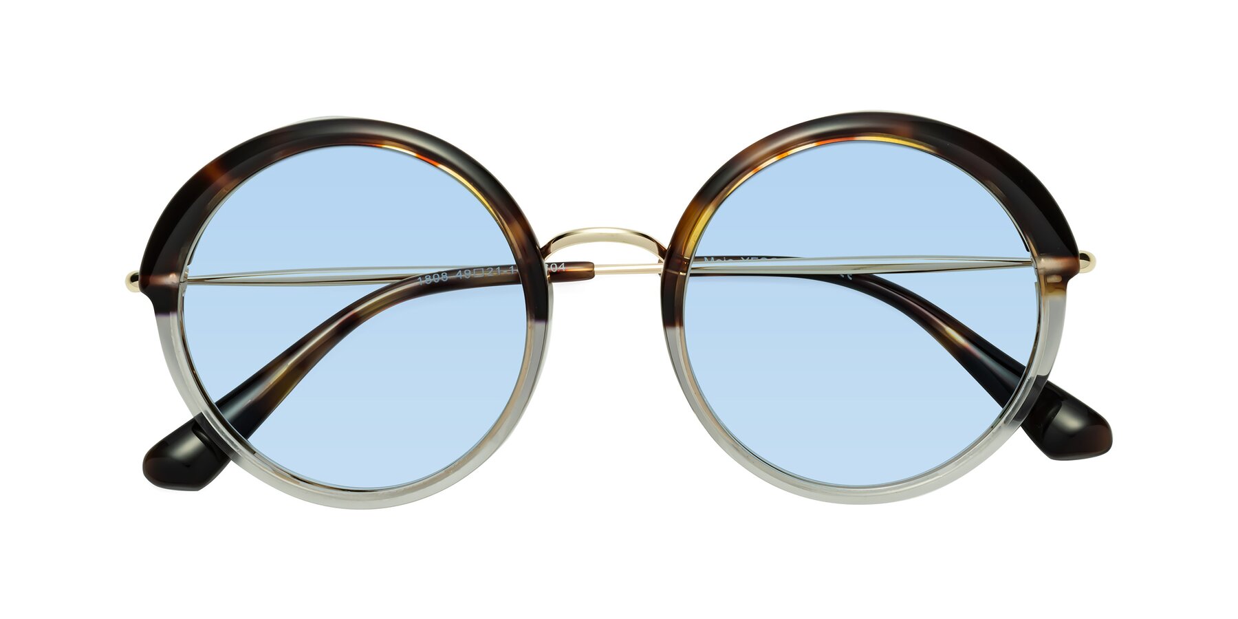 Folded Front of Mojo in Tortoise-Clear with Light Blue Tinted Lenses