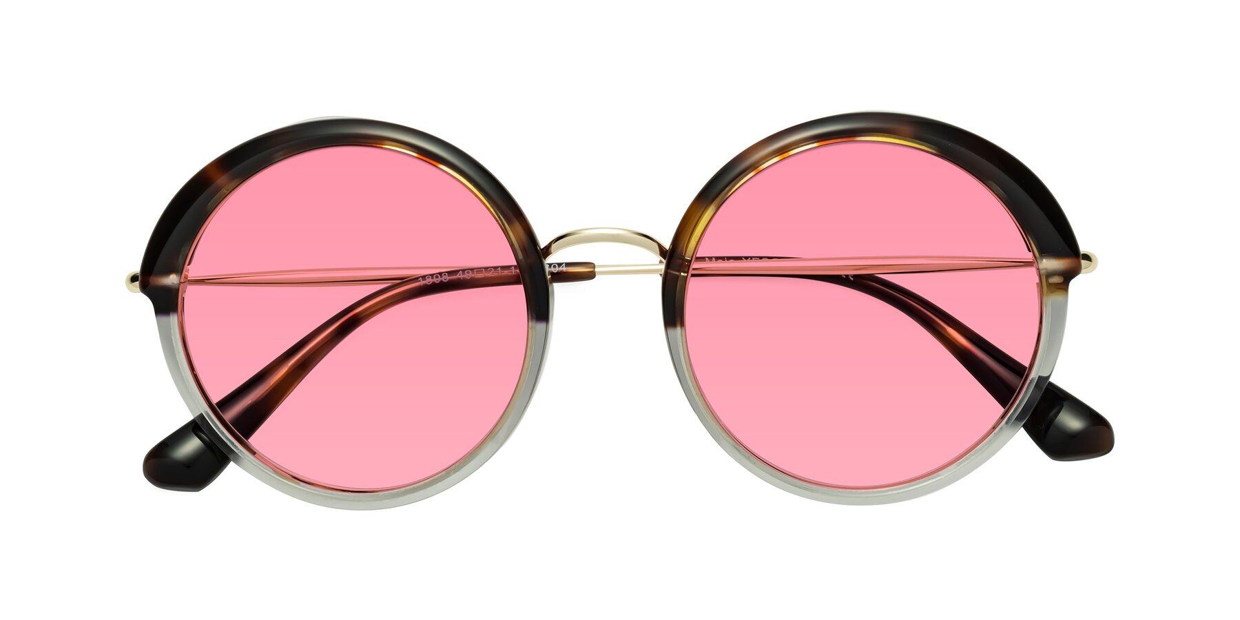 Folded Front of Mojo in Tortoise-Clear with Pink Tinted Lenses