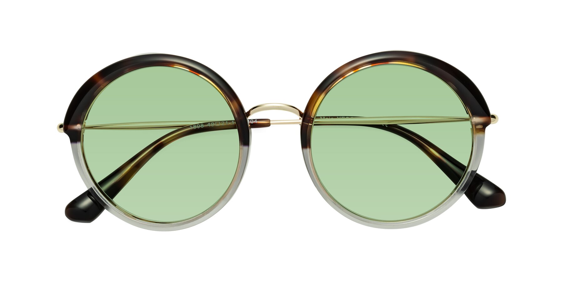 Folded Front of Mojo in Tortoise-Clear with Medium Green Tinted Lenses