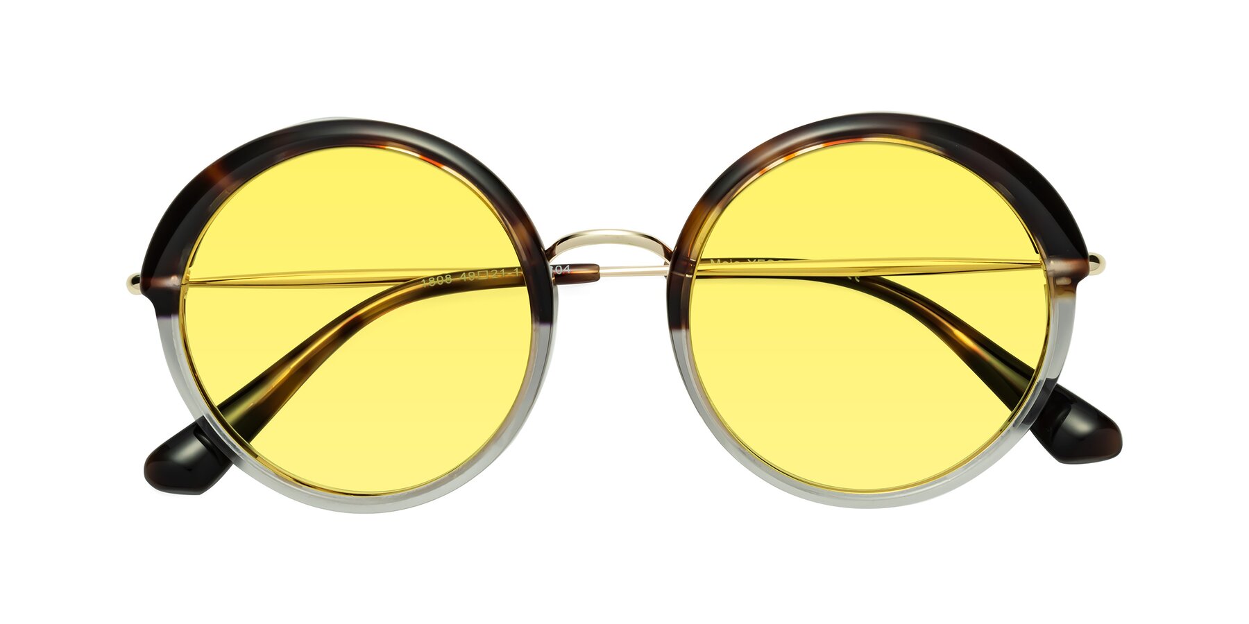 Folded Front of Mojo in Tortoise-Clear with Medium Yellow Tinted Lenses