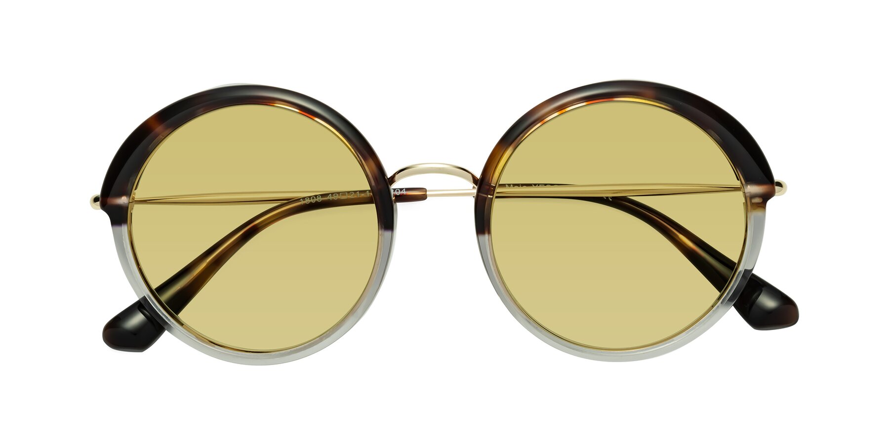 Folded Front of Mojo in Tortoise-Clear with Medium Champagne Tinted Lenses