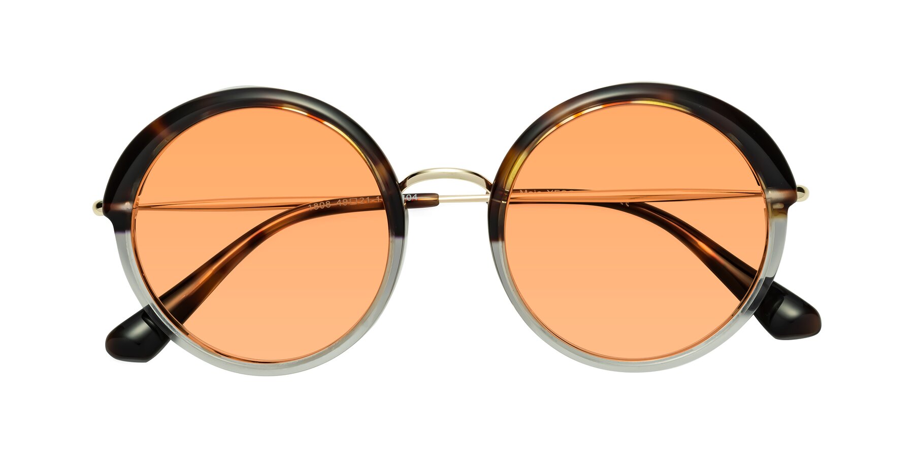 Folded Front of Mojo in Tortoise-Clear with Medium Orange Tinted Lenses