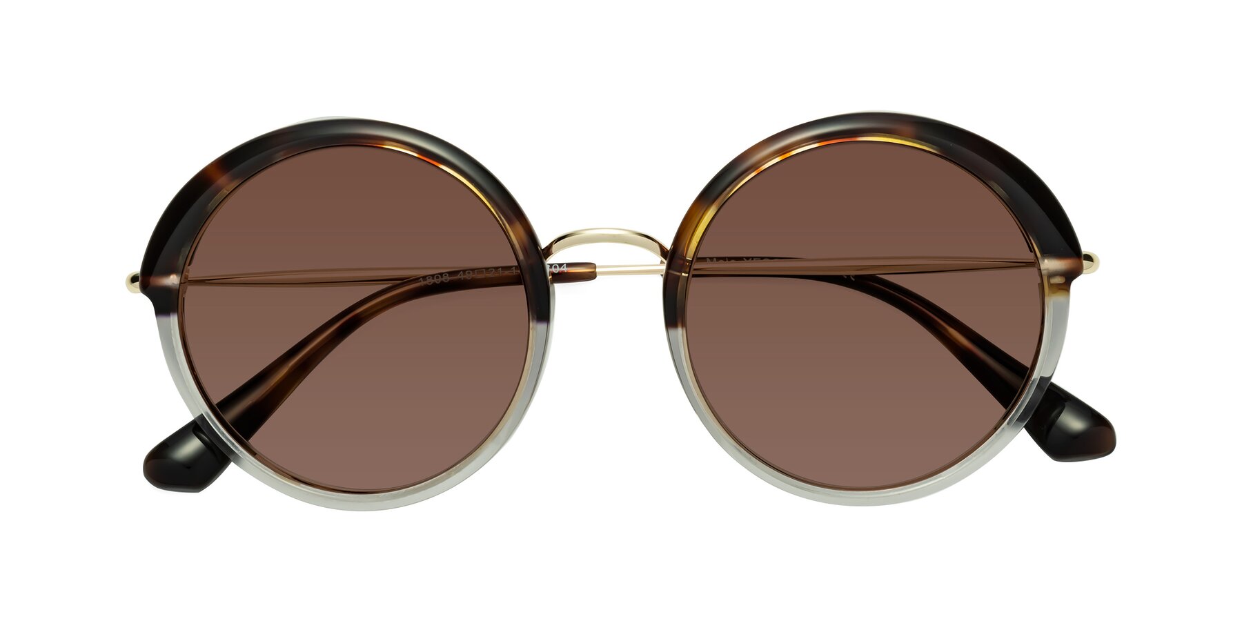 Folded Front of Mojo in Tortoise-Clear with Brown Tinted Lenses