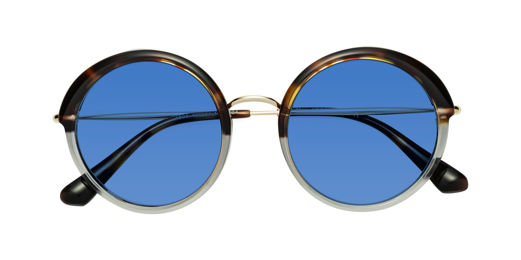 Folded Front of Mojo in Tortoise-Clear with Blue Tinted Lenses