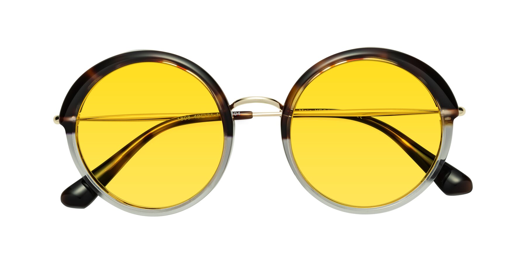 Folded Front of Mojo in Tortoise-Clear with Yellow Tinted Lenses