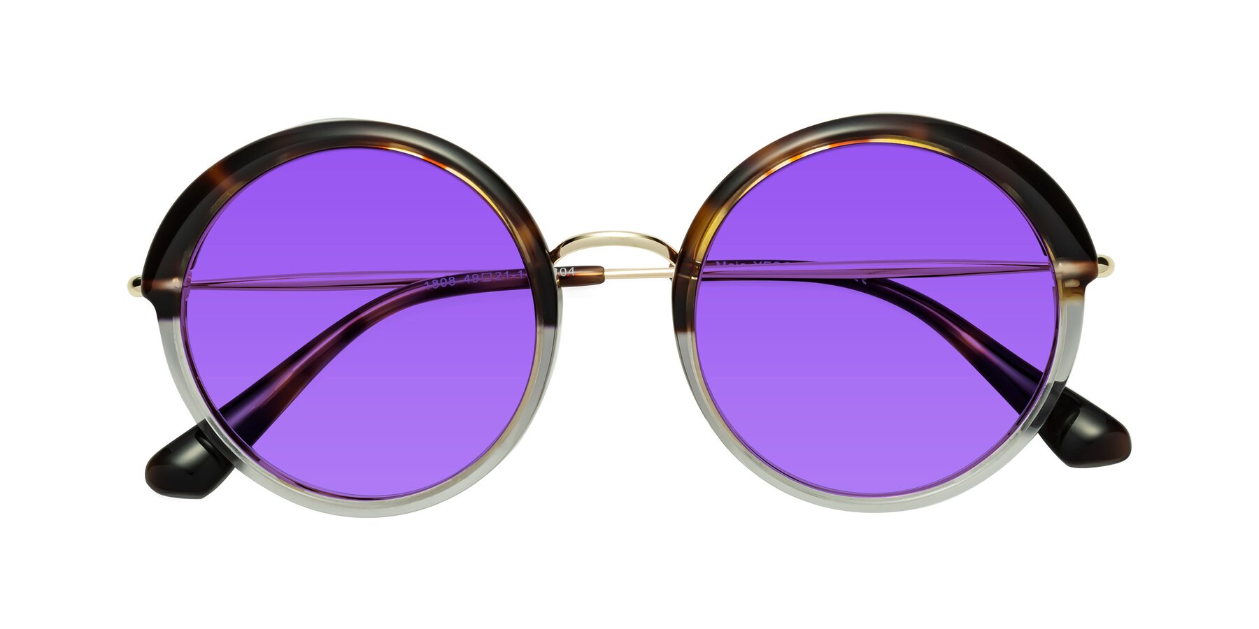 Folded Front of Mojo in Tortoise-Clear with Purple Tinted Lenses