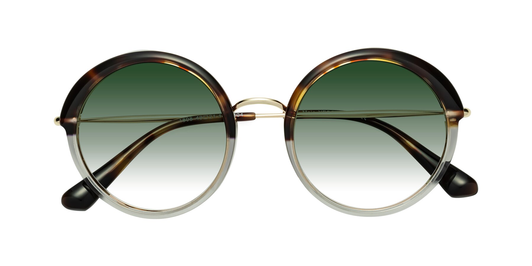 Folded Front of Mojo in Tortoise-Clear with Green Gradient Lenses
