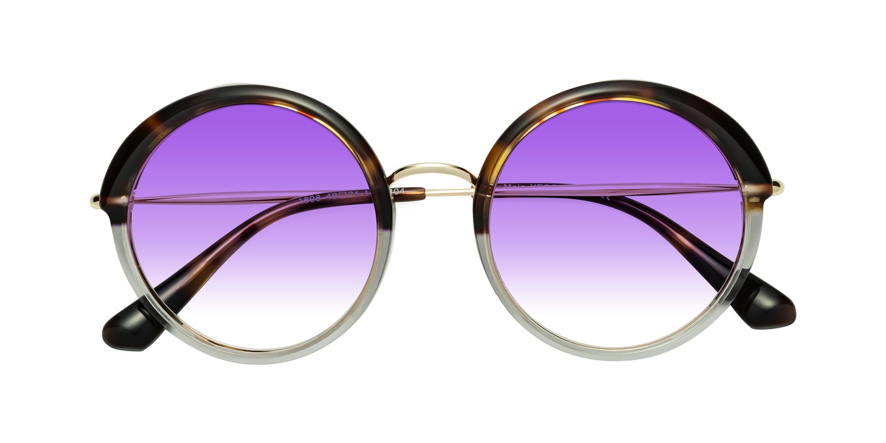 Folded Front of Mojo in Tortoise-Clear with Purple Gradient Lenses