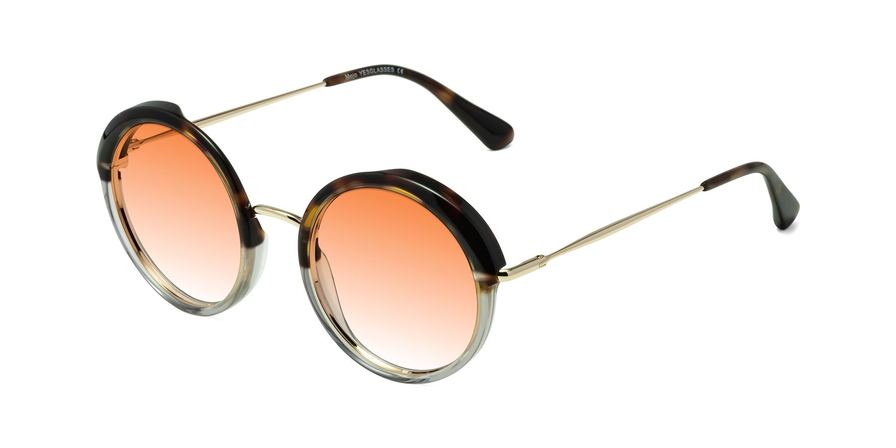 Angle of Mojo in Tortoise-Clear with Orange Gradient Lenses