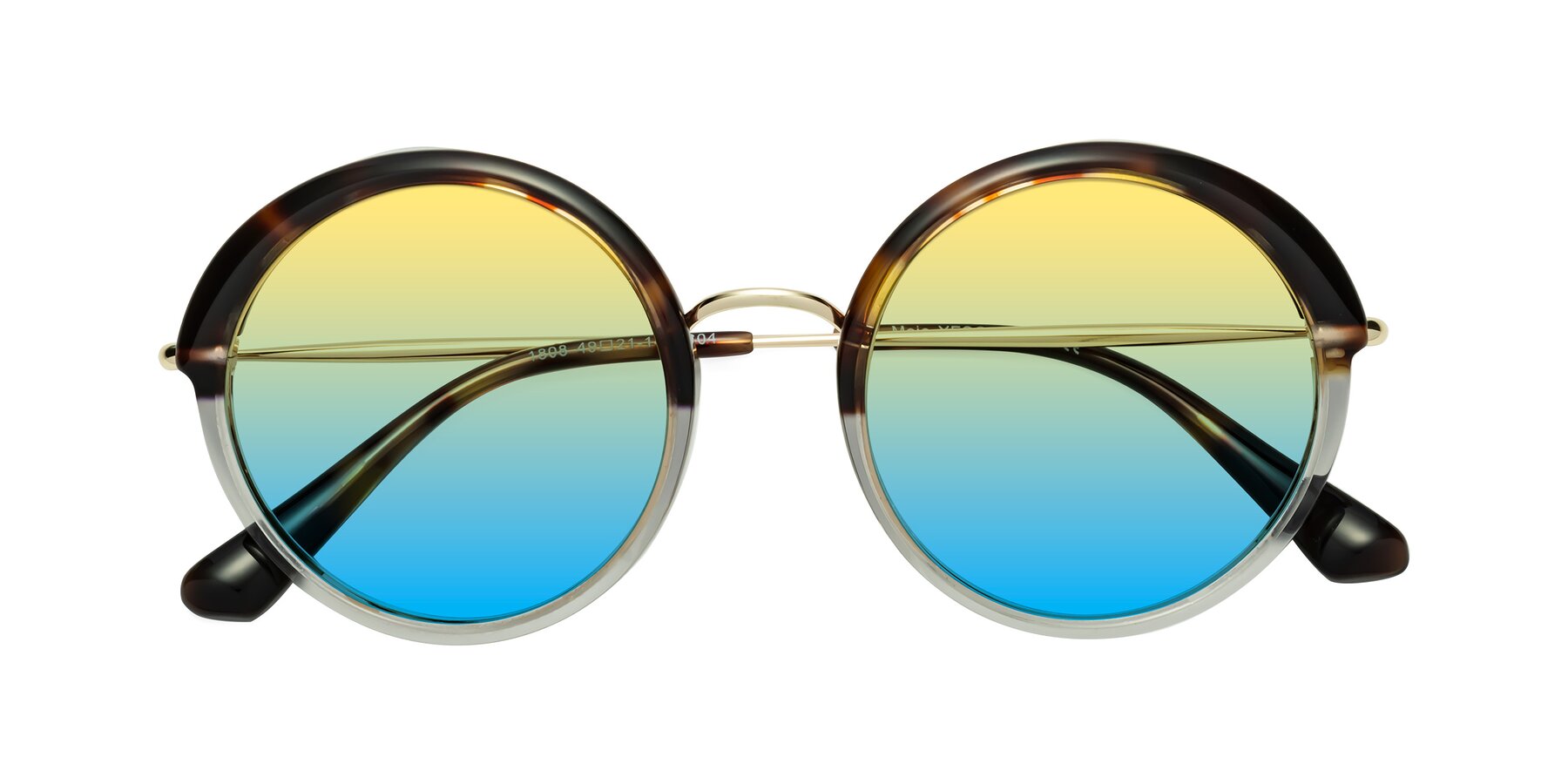 Folded Front of Mojo in Tortoise-Clear with Yellow / Blue Gradient Lenses