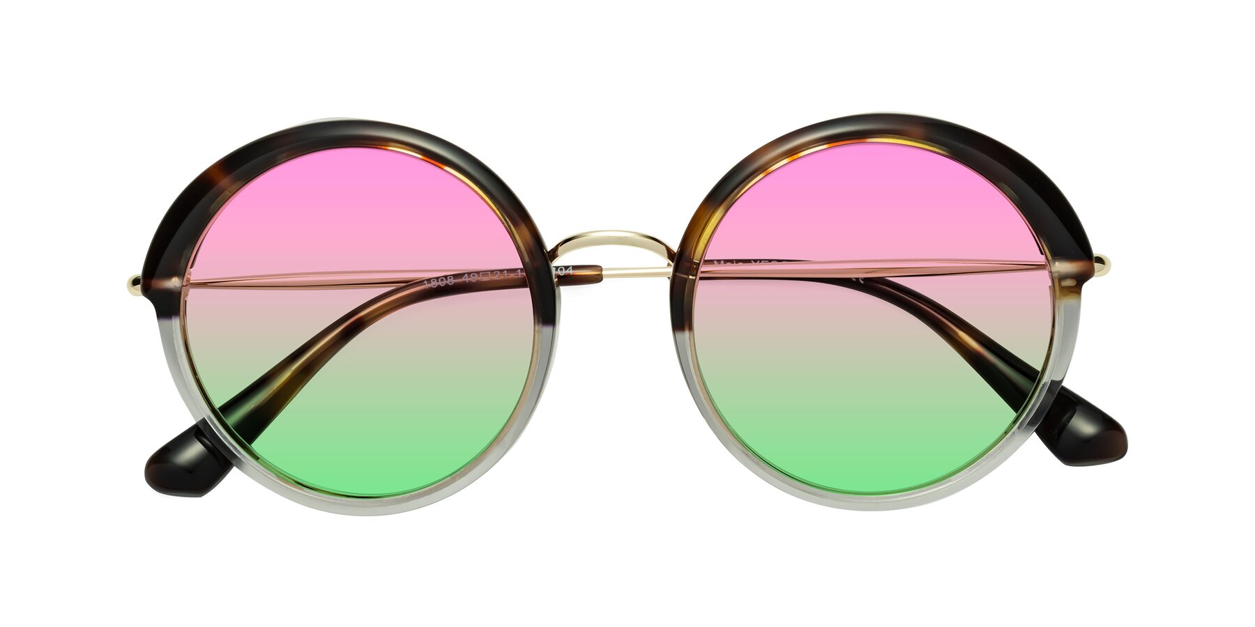 Folded Front of Mojo in Tortoise-Clear with Pink / Green Gradient Lenses