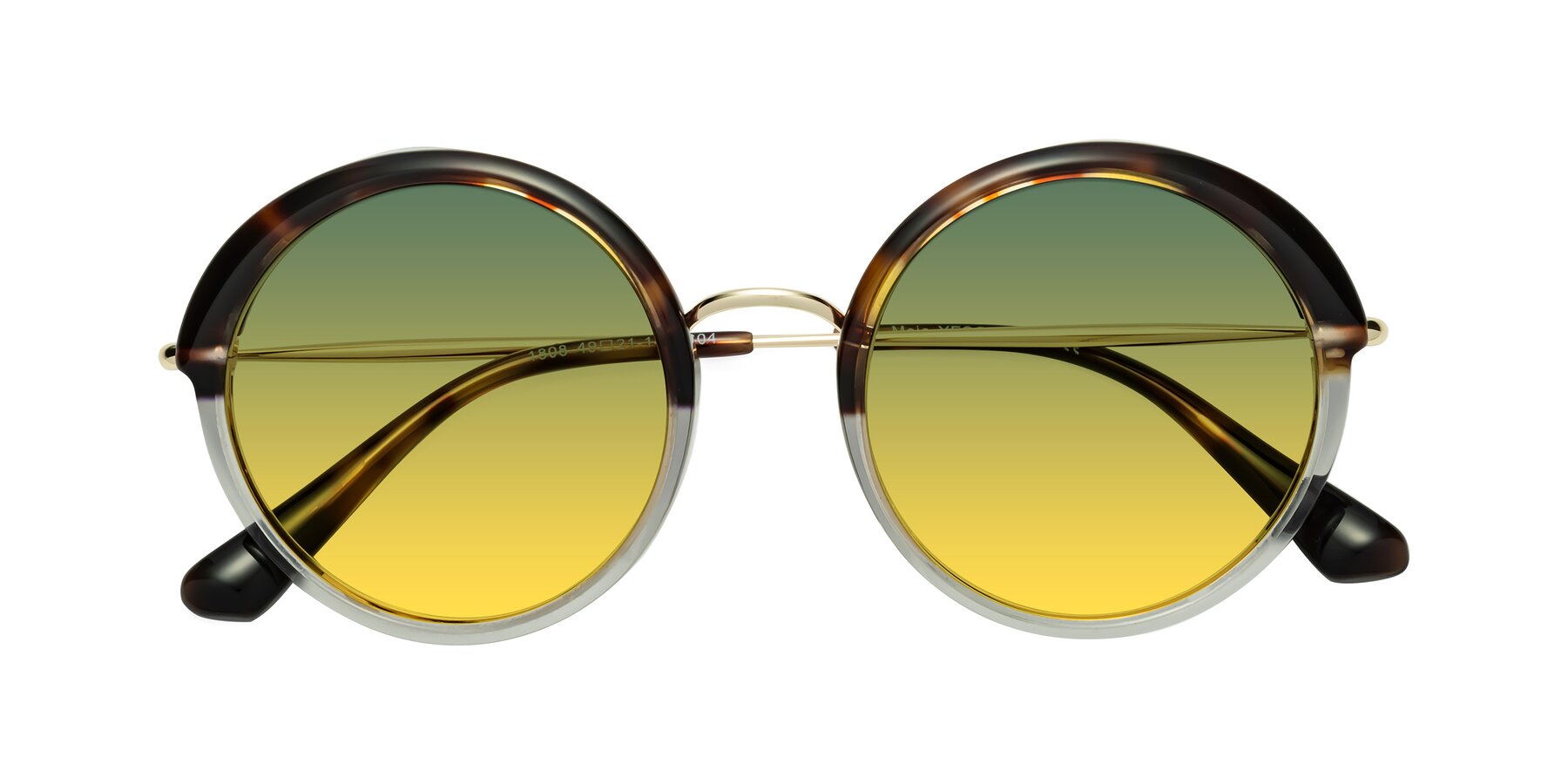 Folded Front of Mojo in Tortoise-Clear with Green / Yellow Gradient Lenses