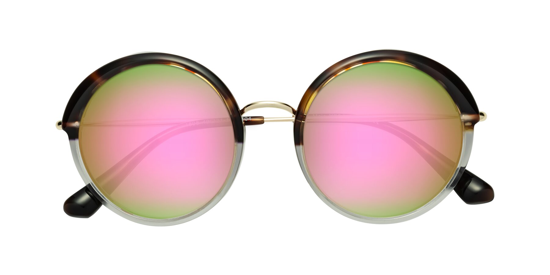 Folded Front of Mojo in Tortoise-Clear with Pink Mirrored Lenses