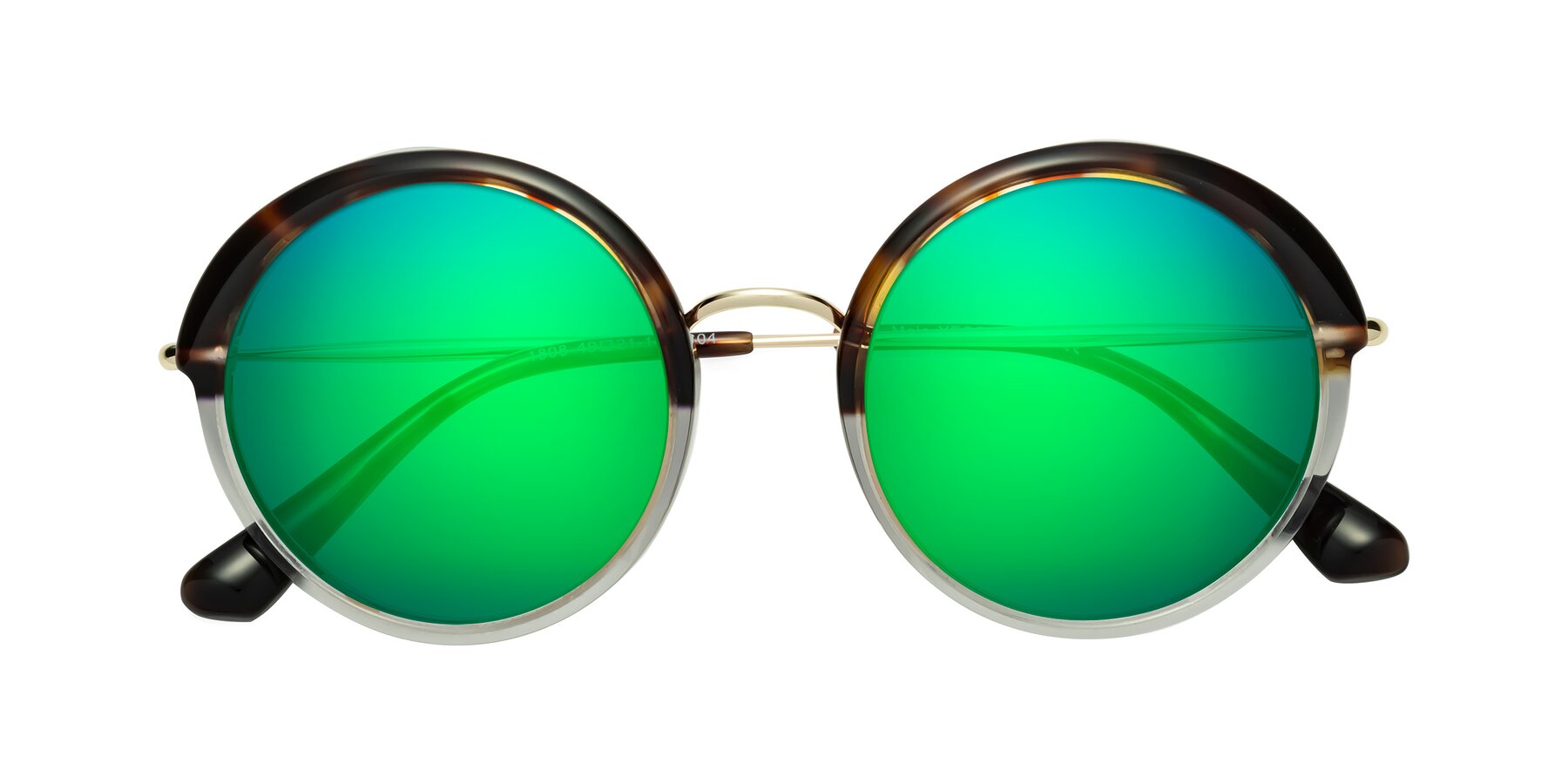 Folded Front of Mojo in Tortoise-Clear with Green Mirrored Lenses