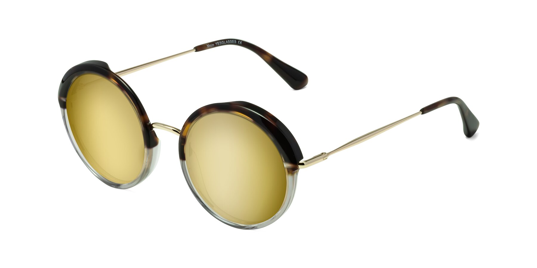 Angle of Mojo in Tortoise-Clear with Gold Mirrored Lenses