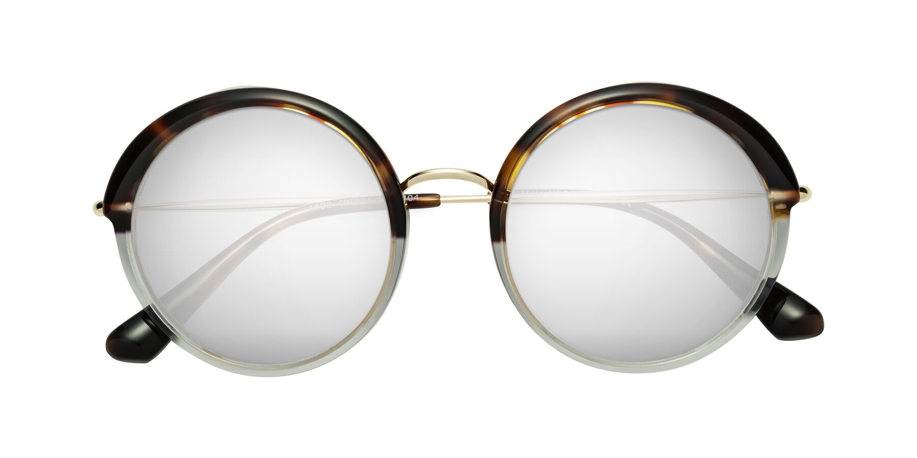 Folded Front of Mojo in Tortoise-Clear with Silver Mirrored Lenses