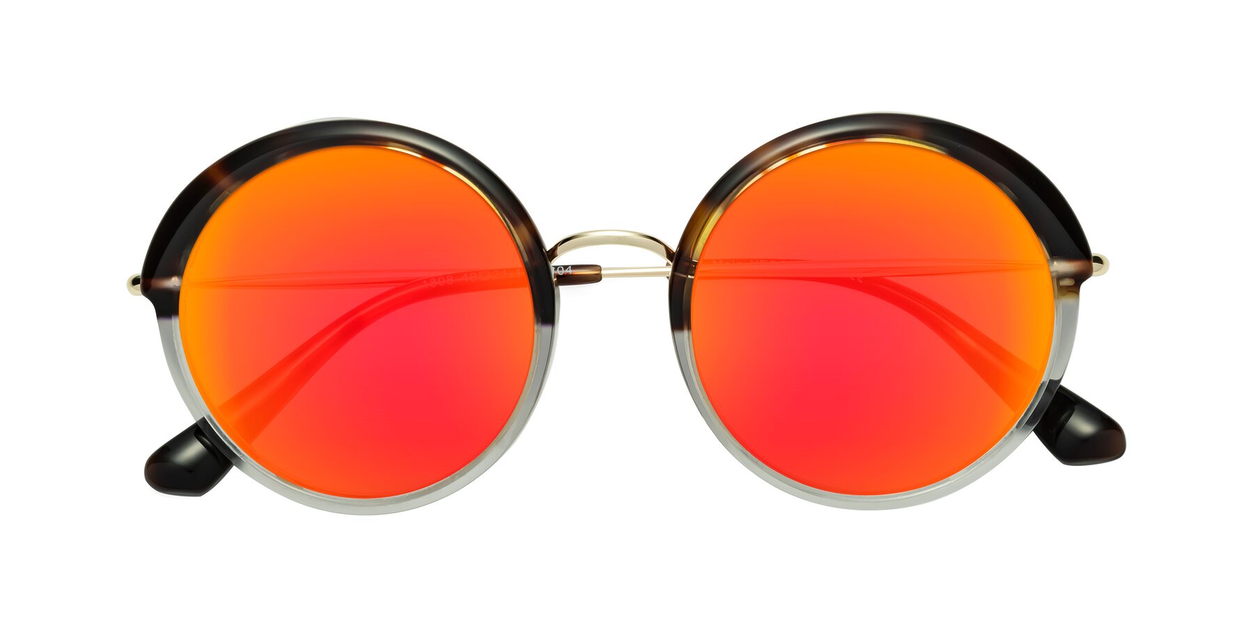 Folded Front of Mojo in Tortoise-Clear with Red Gold Mirrored Lenses