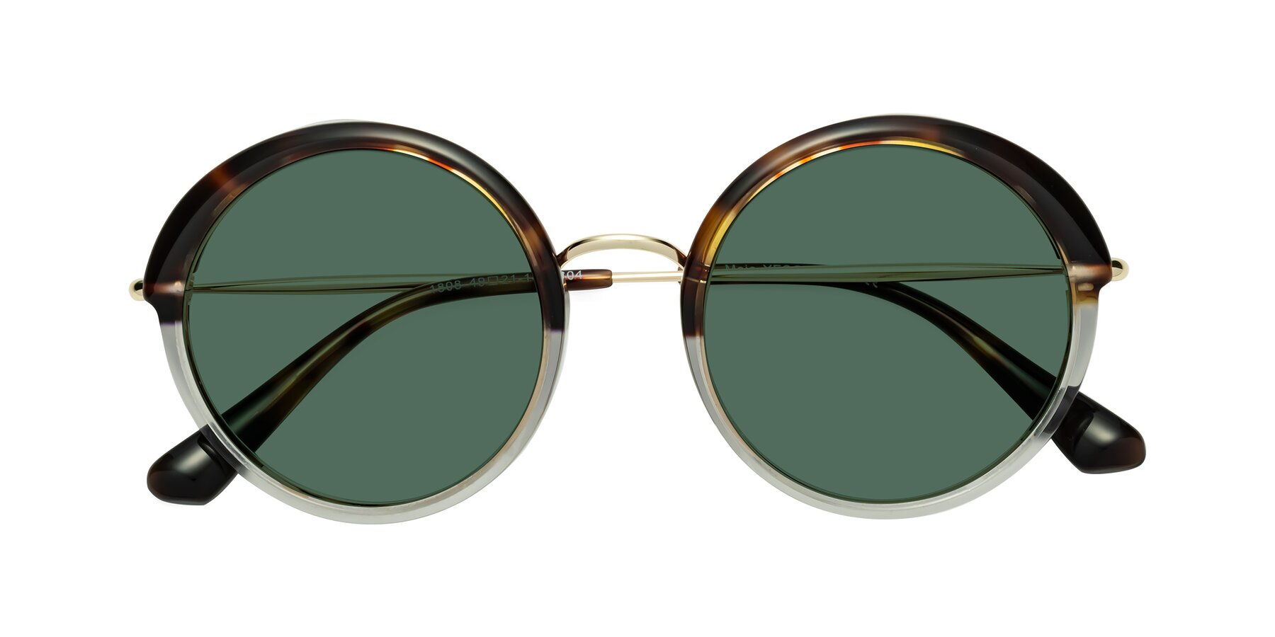 Folded Front of Mojo in Tortoise-Clear with Green Polarized Lenses