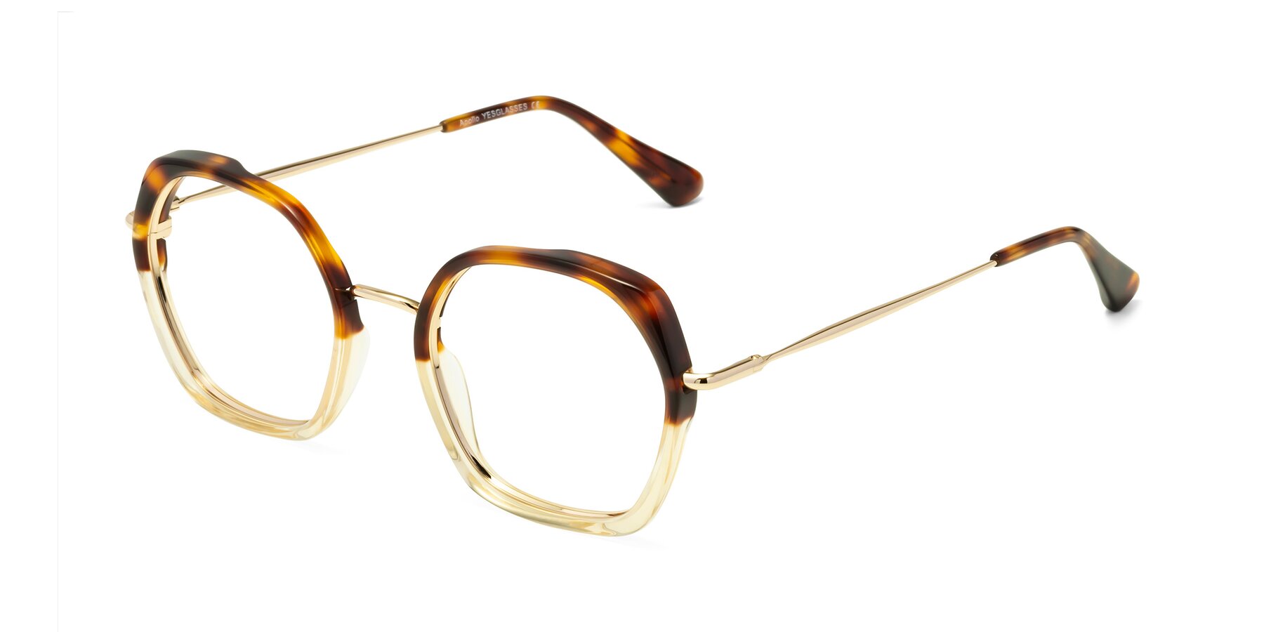 Angle of Apollo in Tortoise-Champagne with Clear Reading Eyeglass Lenses