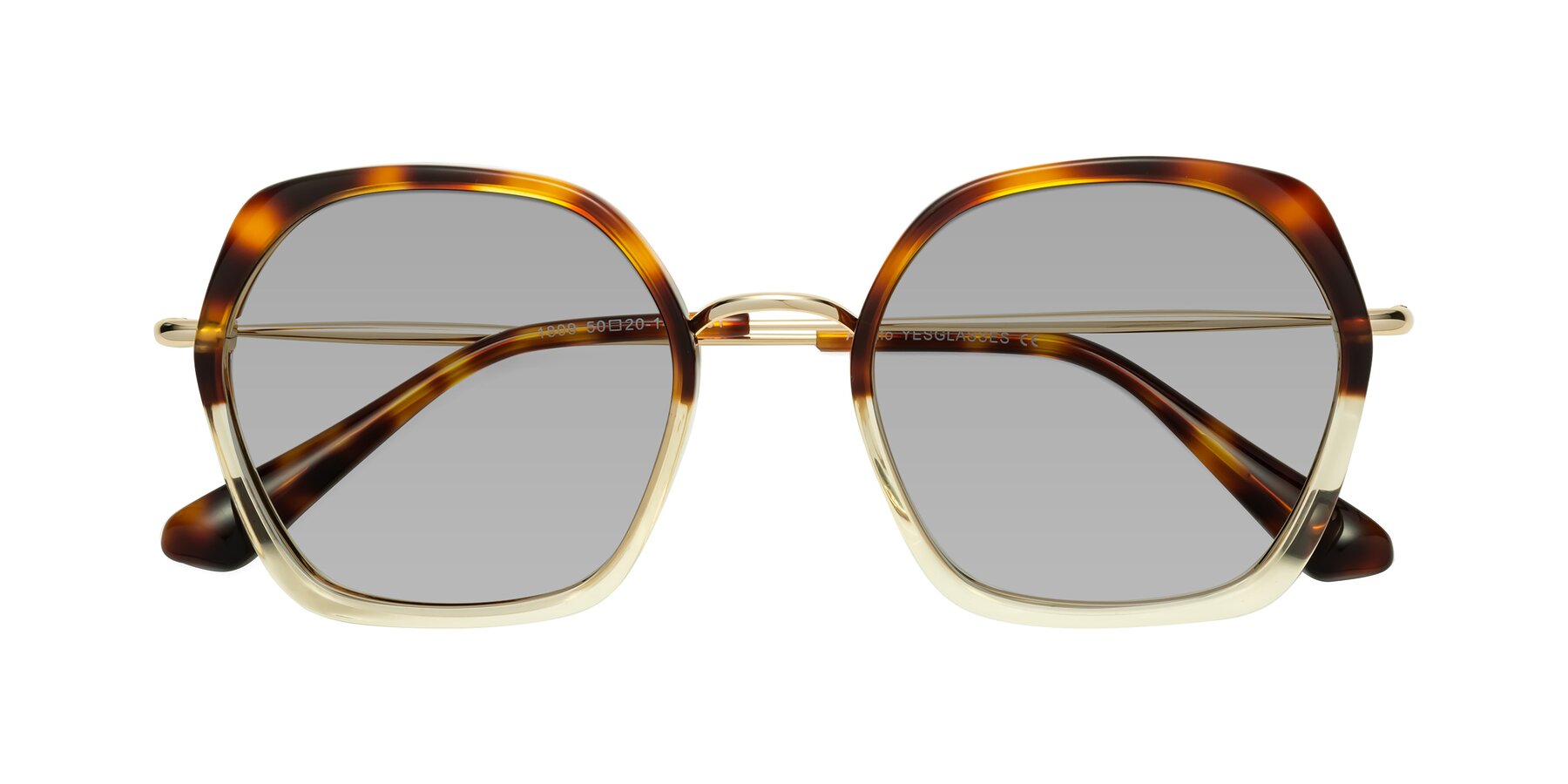 Folded Front of Apollo in Tortoise-Champagne with Light Gray Tinted Lenses