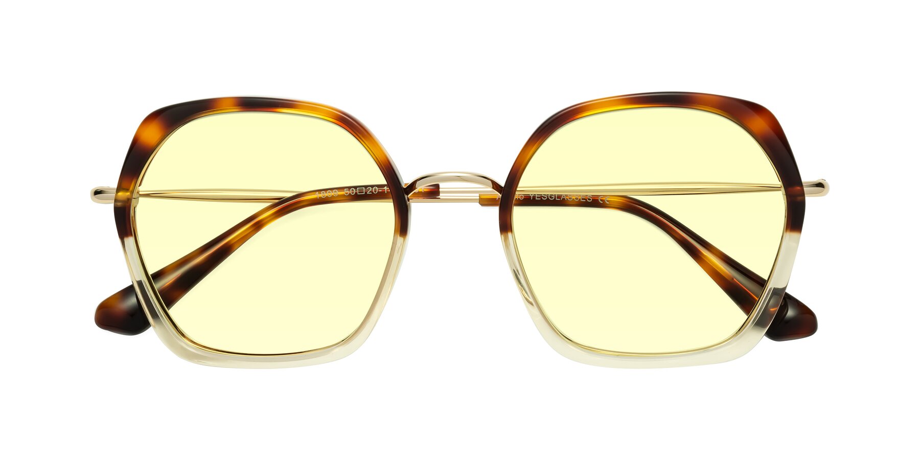 Folded Front of Apollo in Tortoise-Champagne with Light Yellow Tinted Lenses