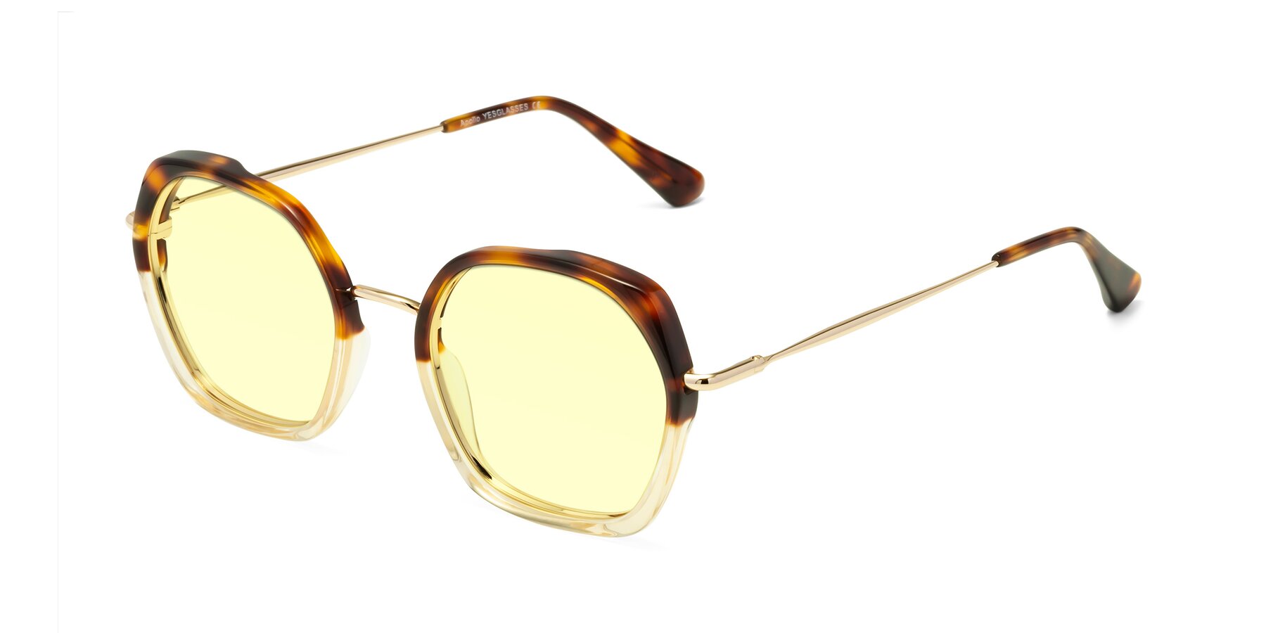 Angle of Apollo in Tortoise-Champagne with Light Yellow Tinted Lenses