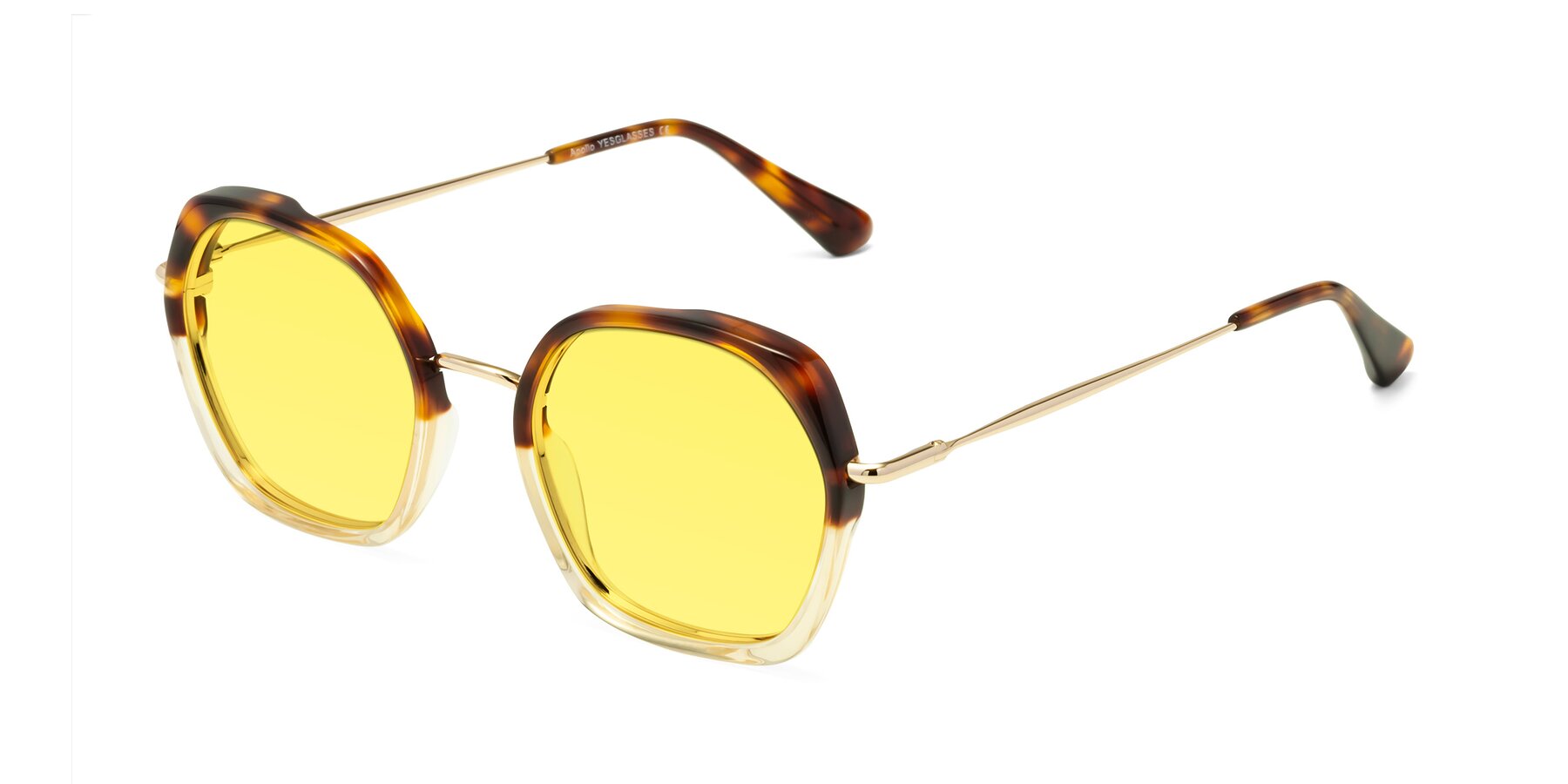 Angle of Apollo in Tortoise-Champagne with Medium Yellow Tinted Lenses