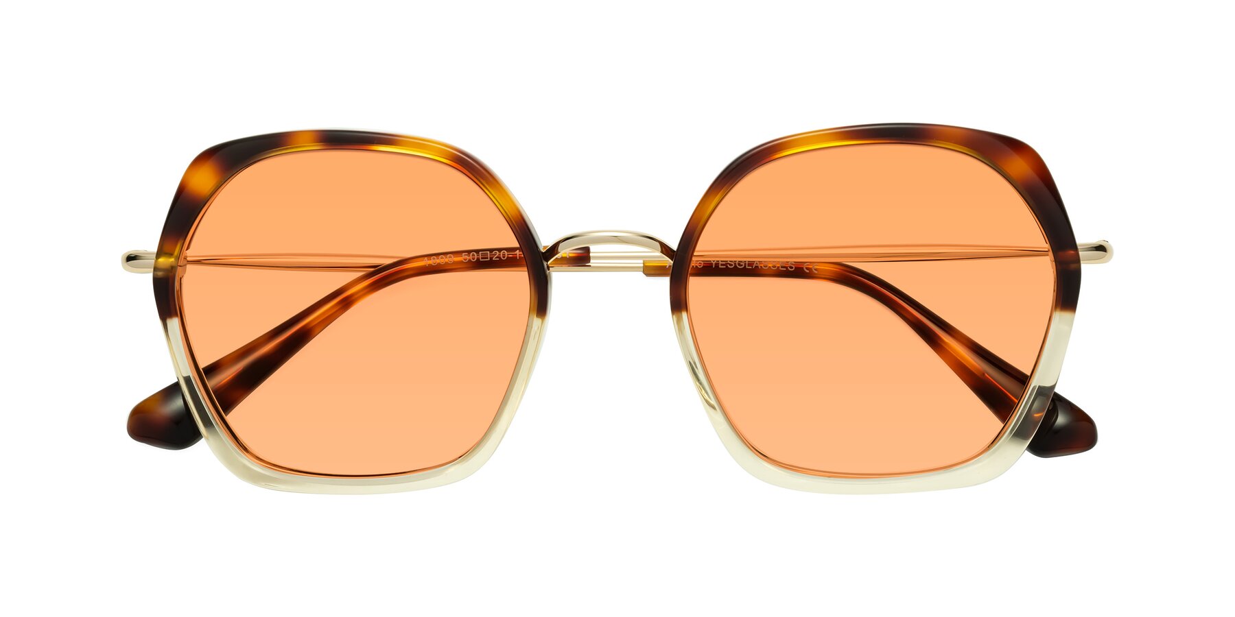 Folded Front of Apollo in Tortoise-Champagne with Medium Orange Tinted Lenses