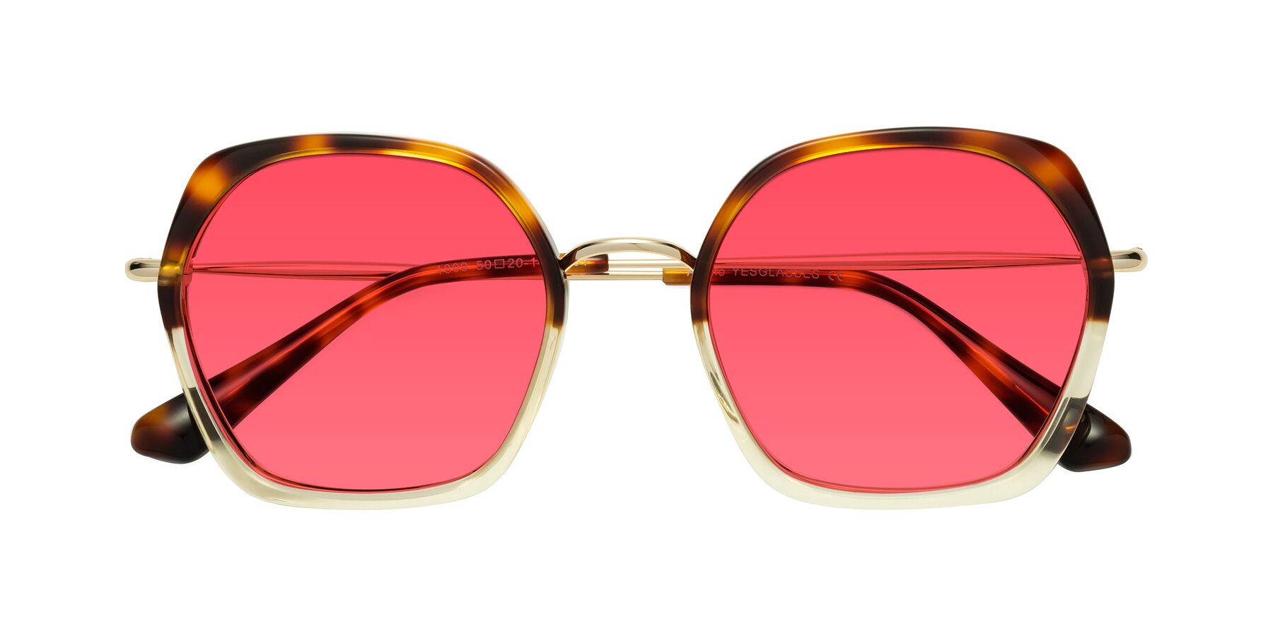 Folded Front of Apollo in Tortoise-Champagne with Red Tinted Lenses