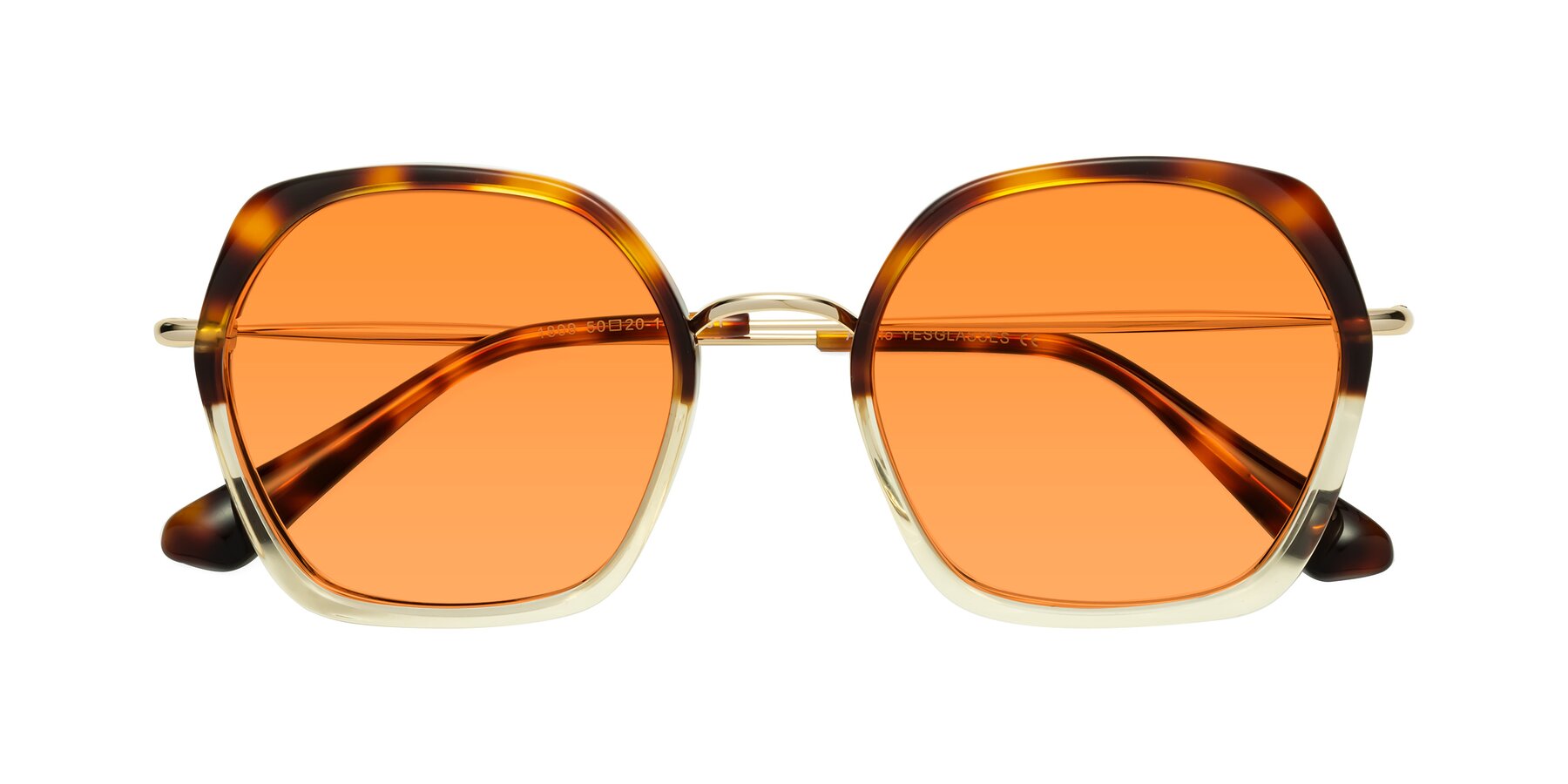 Folded Front of Apollo in Tortoise-Champagne with Orange Tinted Lenses