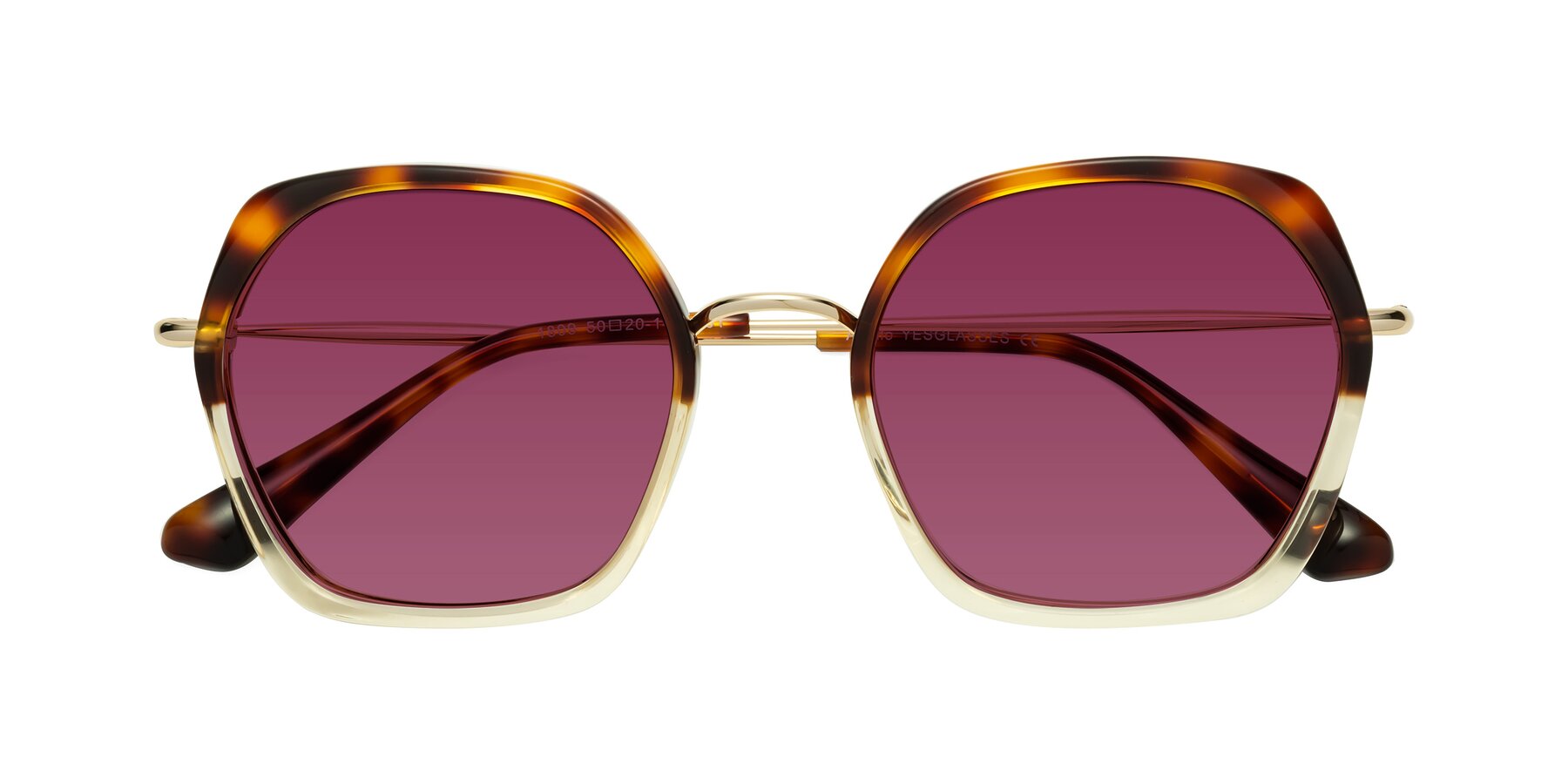 Folded Front of Apollo in Tortoise-Champagne with Wine Tinted Lenses