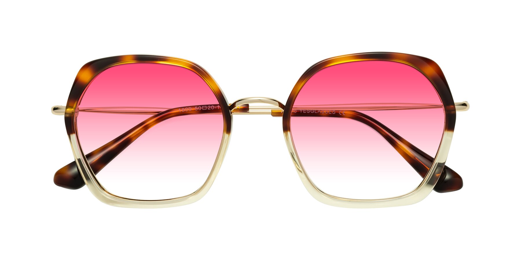 Folded Front of Apollo in Tortoise-Champagne with Pink Gradient Lenses