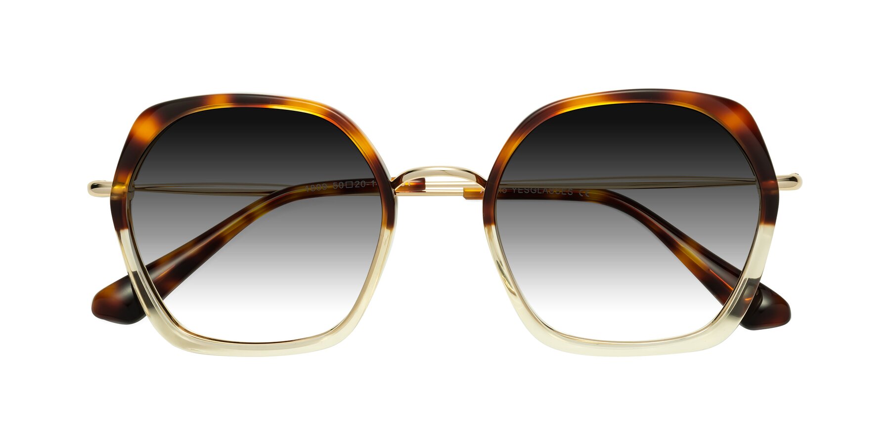 Folded Front of Apollo in Tortoise-Champagne with Gray Gradient Lenses