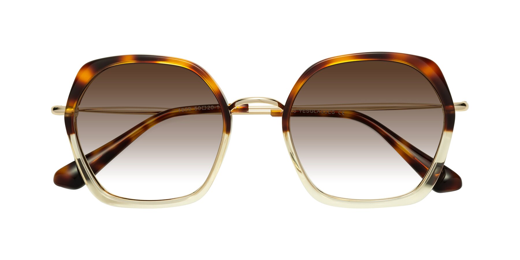 Folded Front of Apollo in Tortoise-Champagne with Brown Gradient Lenses