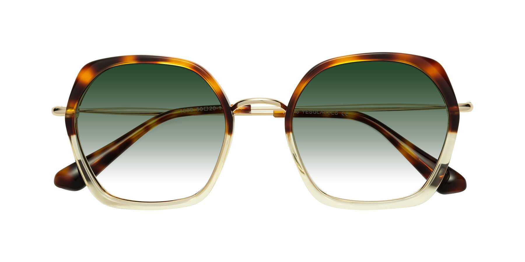 Folded Front of Apollo in Tortoise-Champagne with Green Gradient Lenses