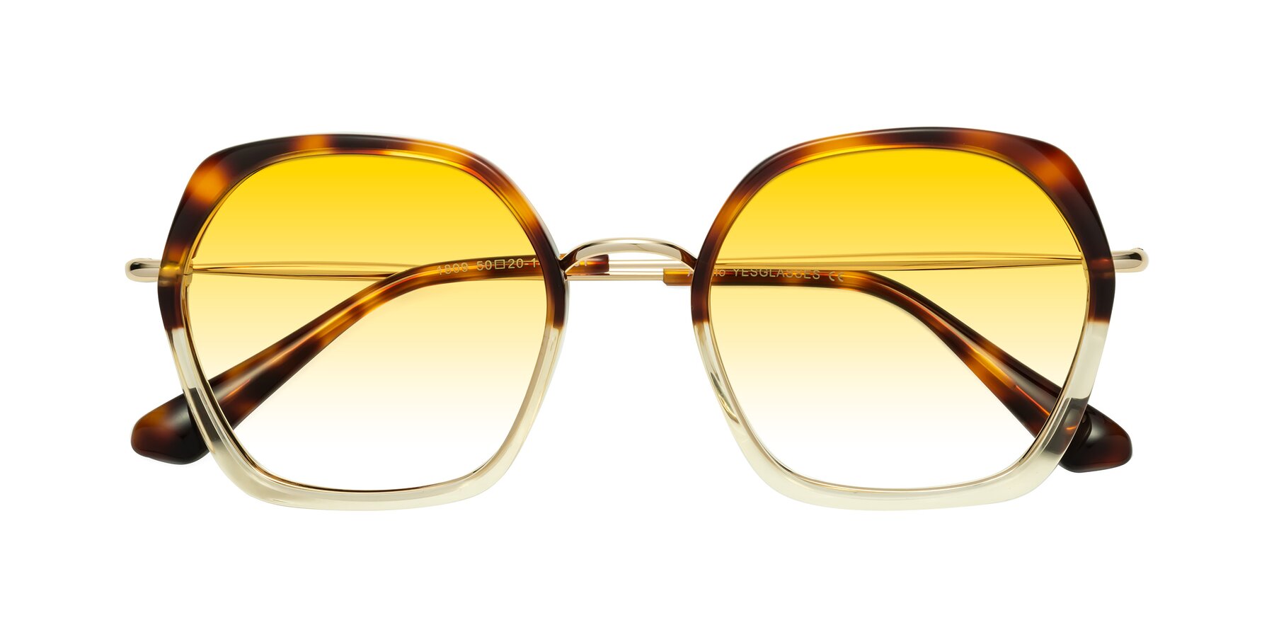 Folded Front of Apollo in Tortoise-Champagne with Yellow Gradient Lenses