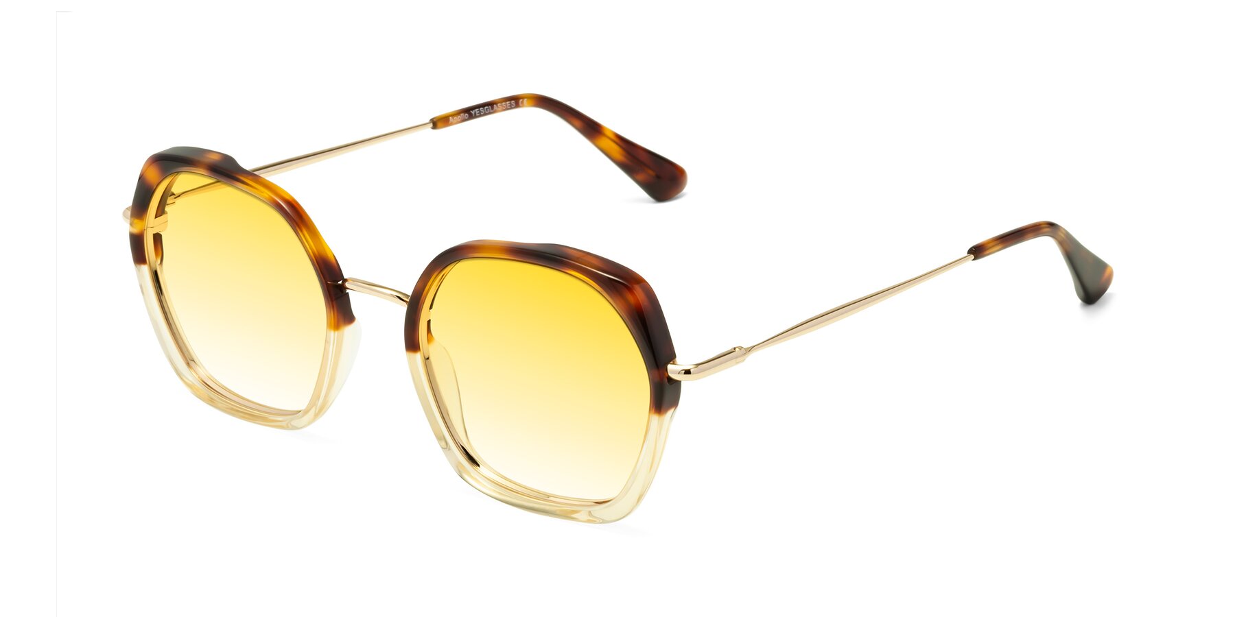 Angle of Apollo in Tortoise-Champagne with Yellow Gradient Lenses