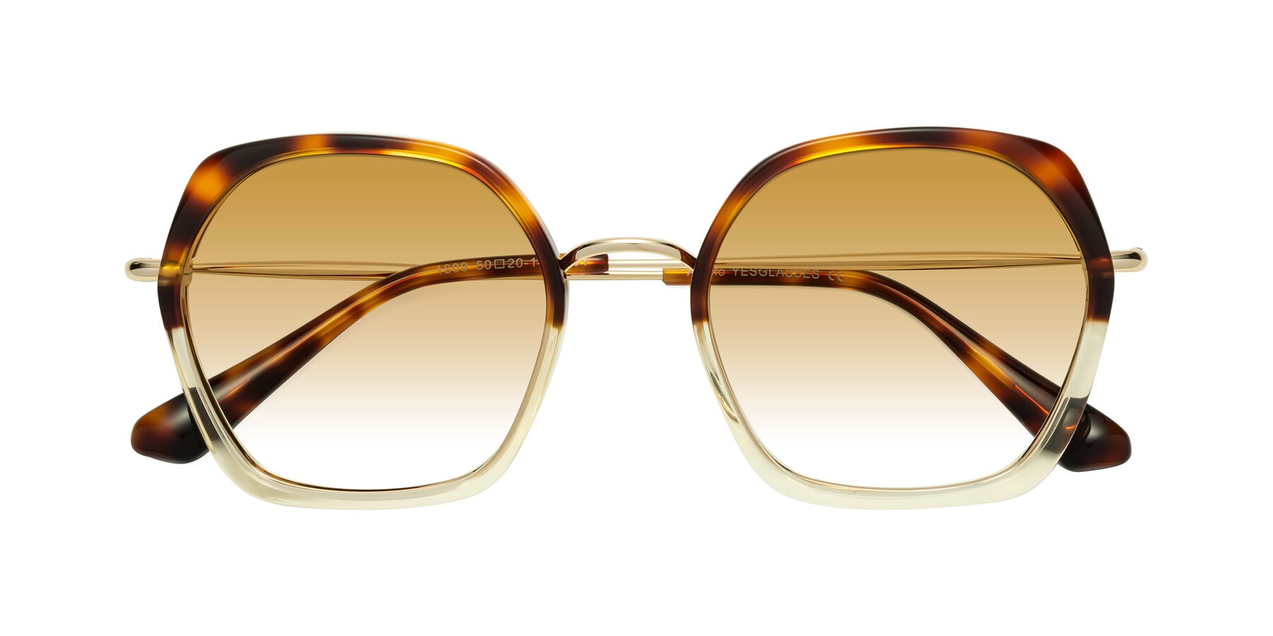 Folded Front of Apollo in Tortoise-Champagne with Champagne Gradient Lenses