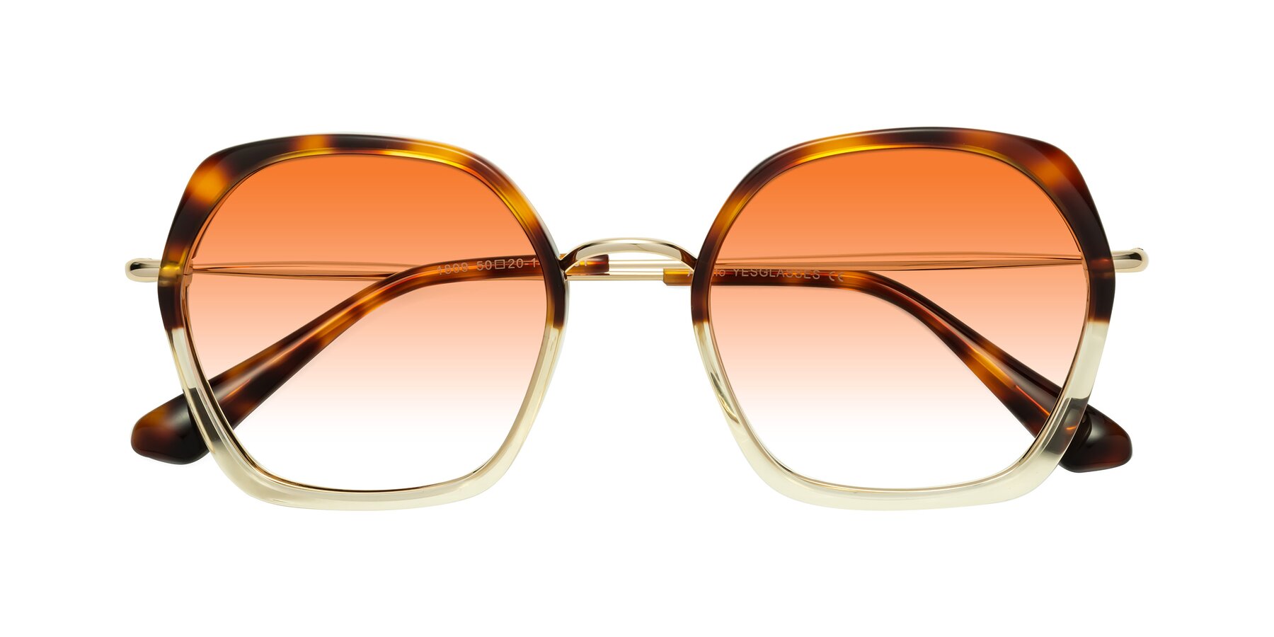 Folded Front of Apollo in Tortoise-Champagne with Orange Gradient Lenses