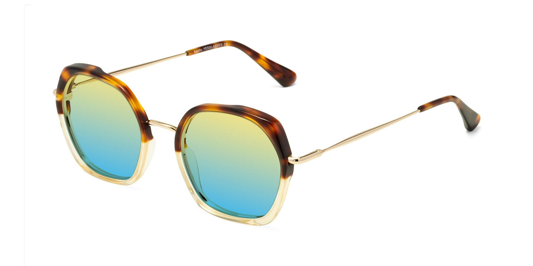 Angle of Apollo in Tortoise-Champagne with Yellow / Blue Gradient Lenses