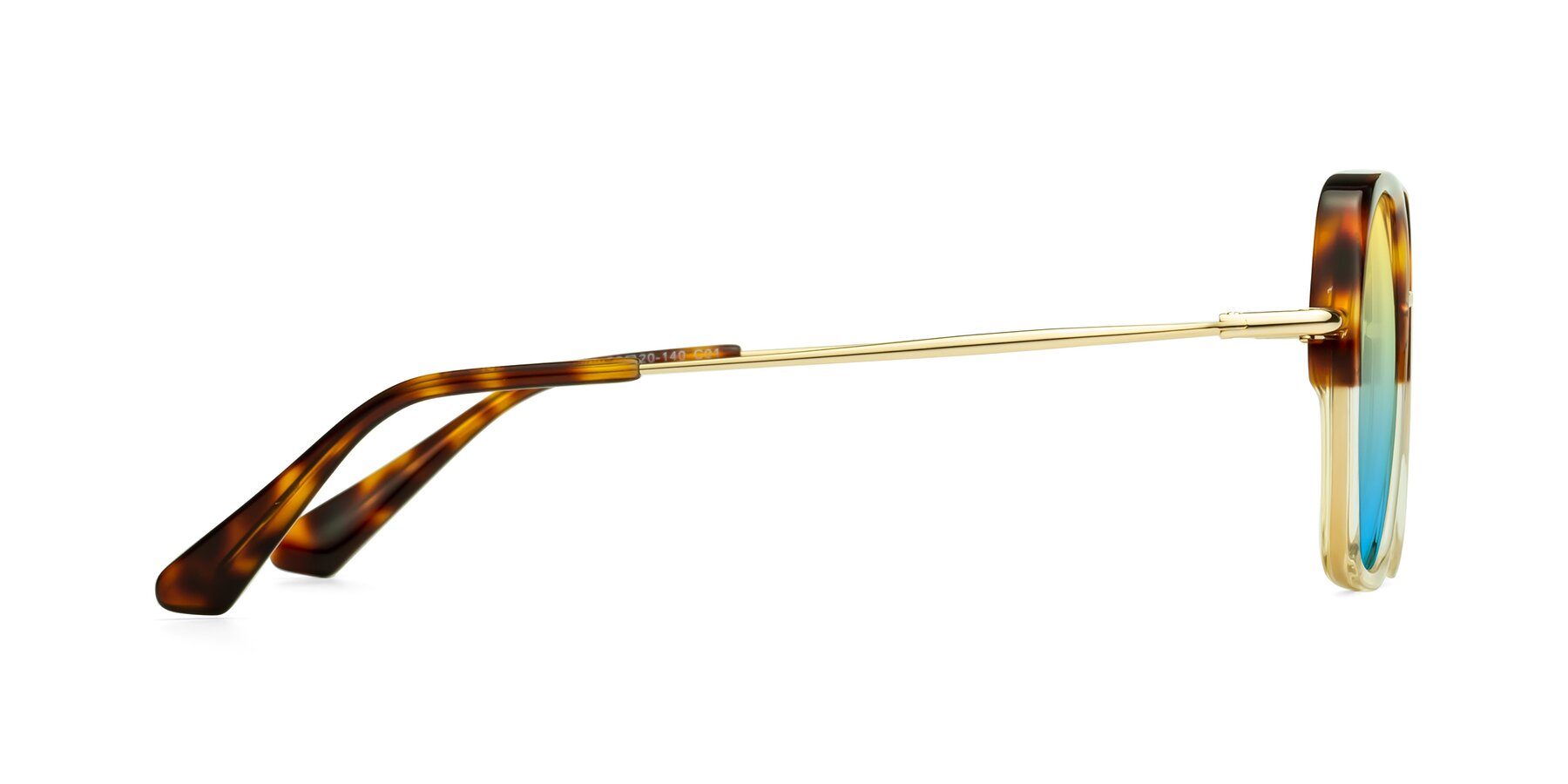 Side of Apollo in Tortoise-Champagne with Yellow / Blue Gradient Lenses