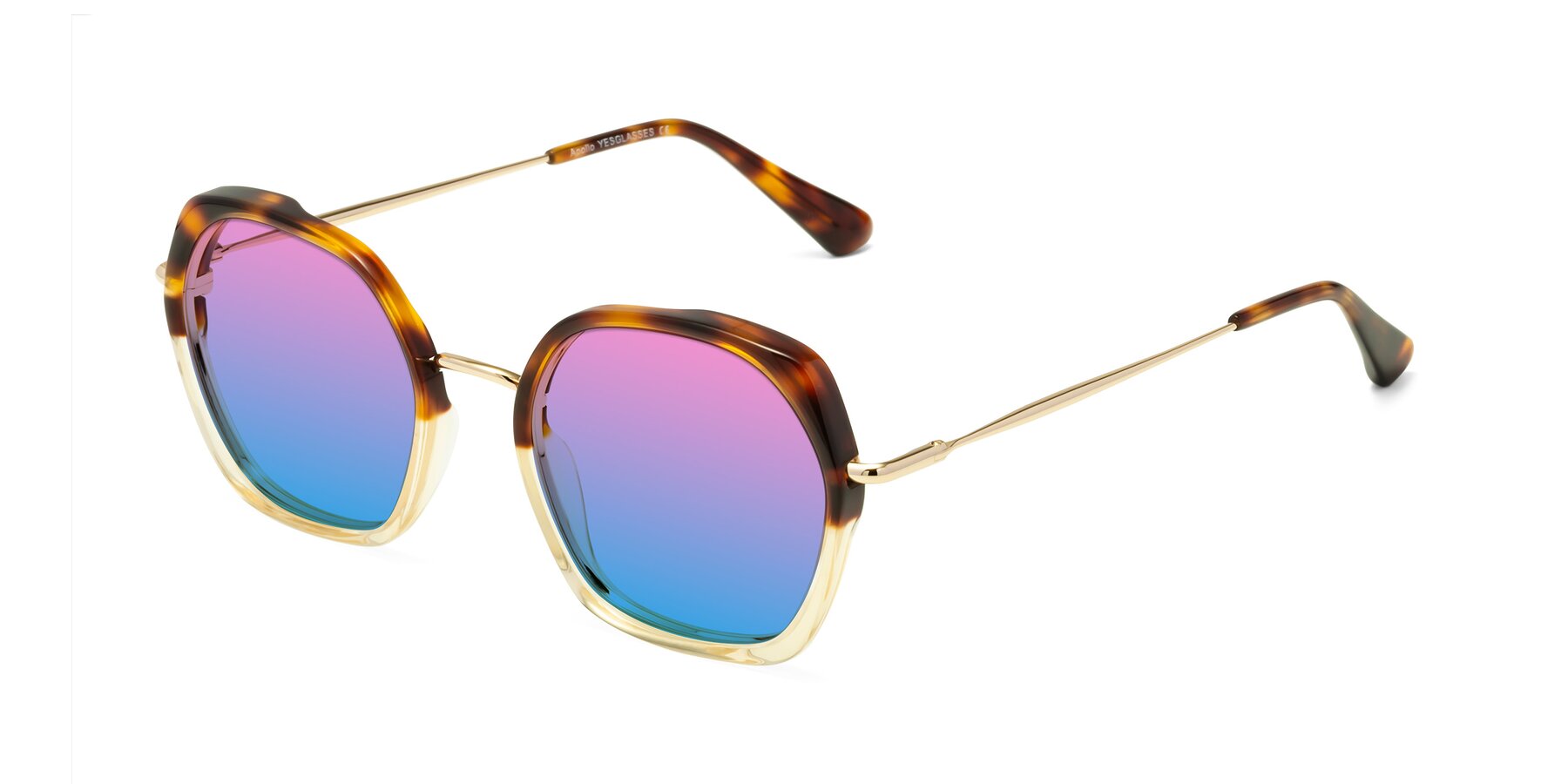Angle of Apollo in Tortoise-Champagne with Pink / Blue Gradient Lenses