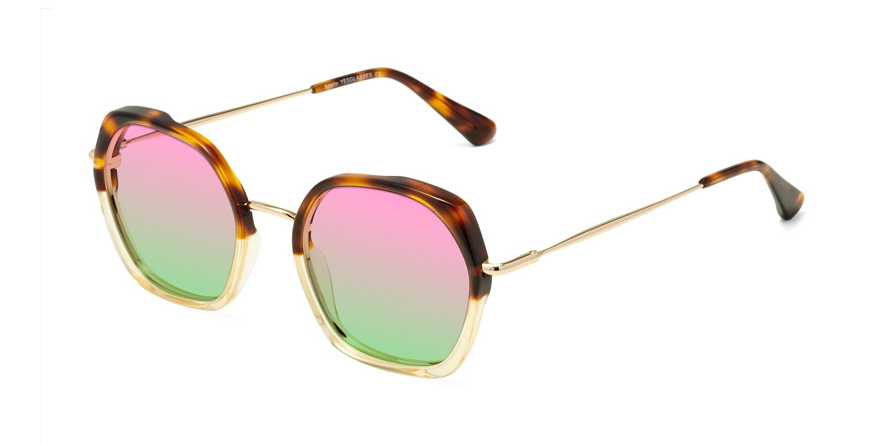 Angle of Apollo in Tortoise-Champagne with Pink / Green Gradient Lenses