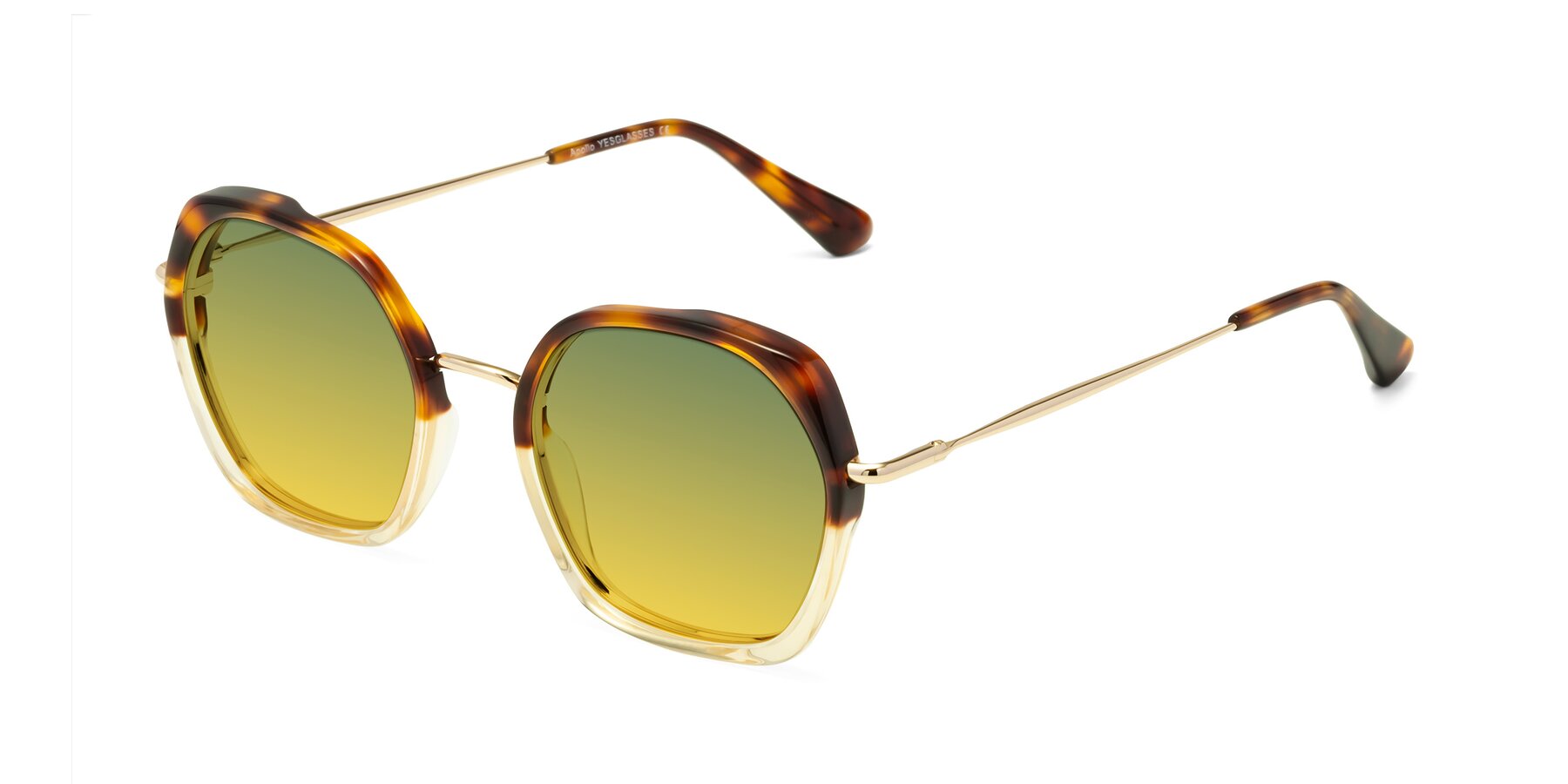 Angle of Apollo in Tortoise-Champagne with Green / Yellow Gradient Lenses